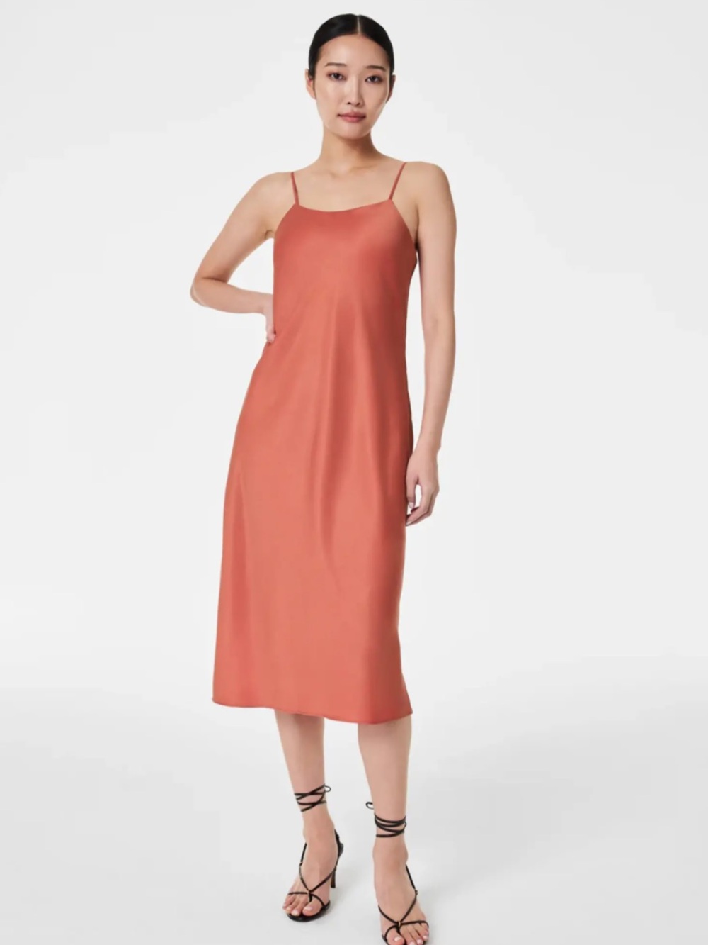 Spanx Carefree Crepe Reversible Slip Dress Sedona Adjustable Straps Size Small
